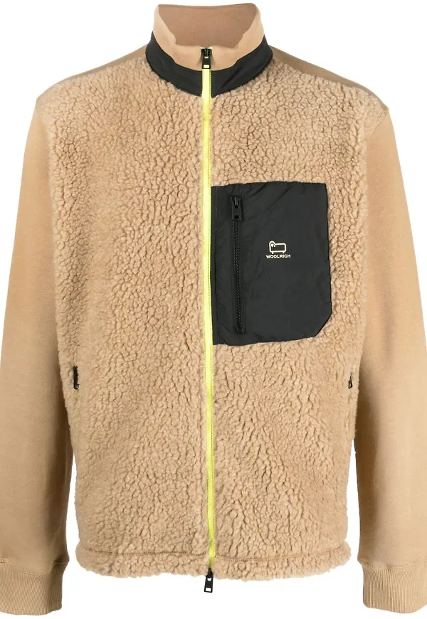 Woolrich fleecetröja med dragkedja - Brun