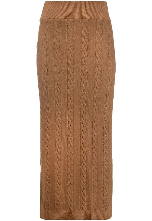 Woolrich kabelstickad kjol i jungfruull - Brun