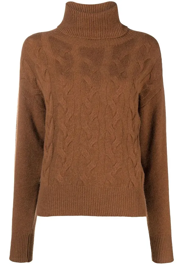 Woolrich kabelstickad polotröja - Brun