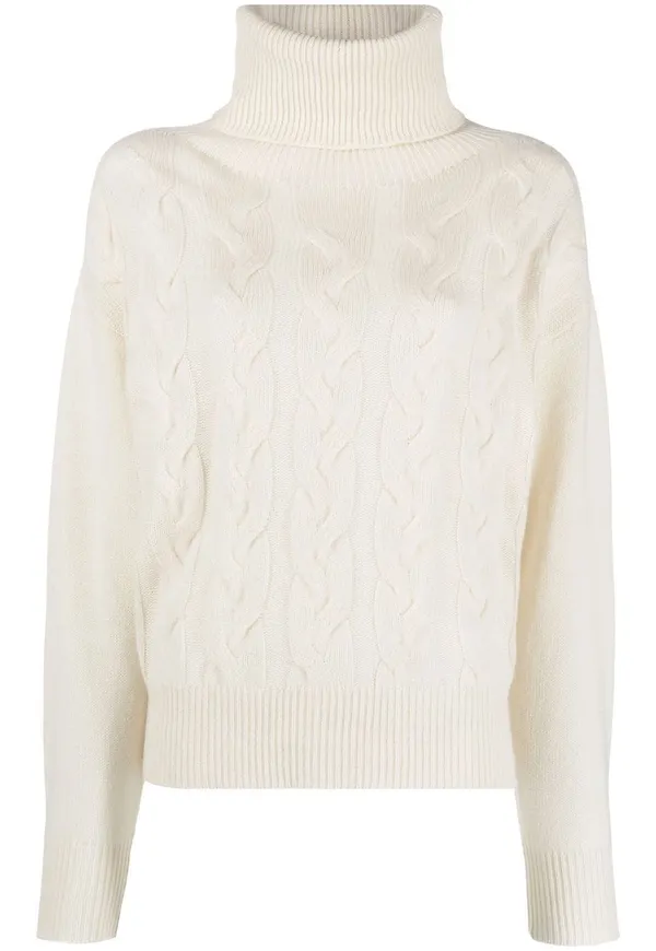 Woolrich kabelstickad polotröja - Vit