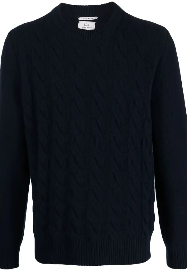Woolrich kabelstickad tröja - Blå