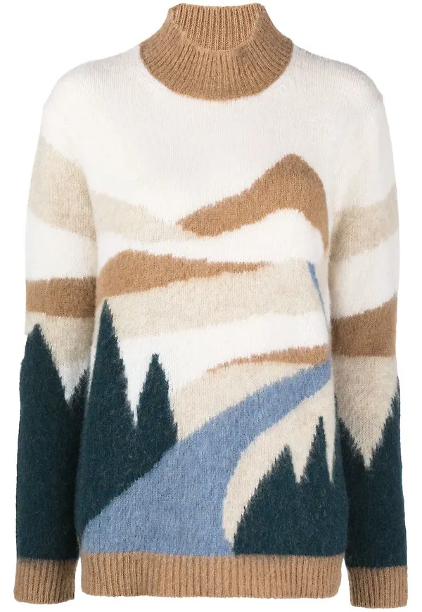 Woolrich Landscape tröja med halvpolokrage - Neutral