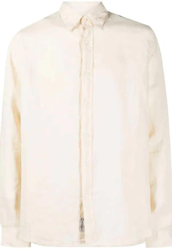 Woolrich linneskjorta med knäppning - Neutral