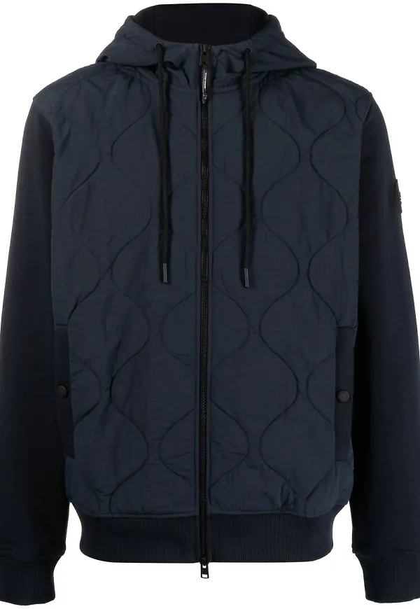 Woolrich MixMedia huvjacka med panel - Blå