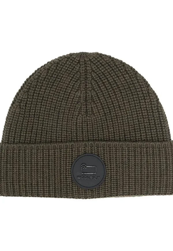 Woolrich mössa med logotyp - Grön