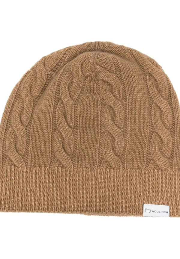 Woolrich Nativa kabelstickad mössa med logotypmärke - Brun