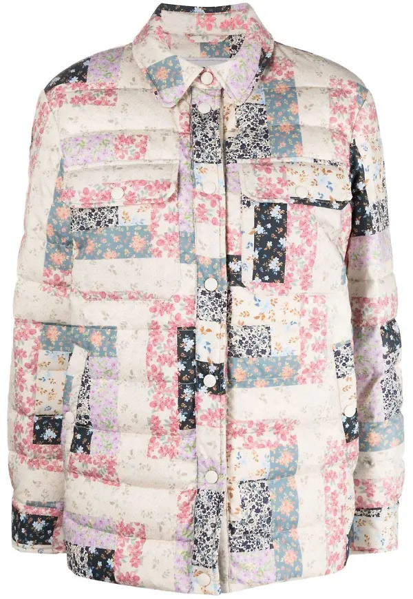 Woolrich quiltad jacka med lappteknik - Neutral