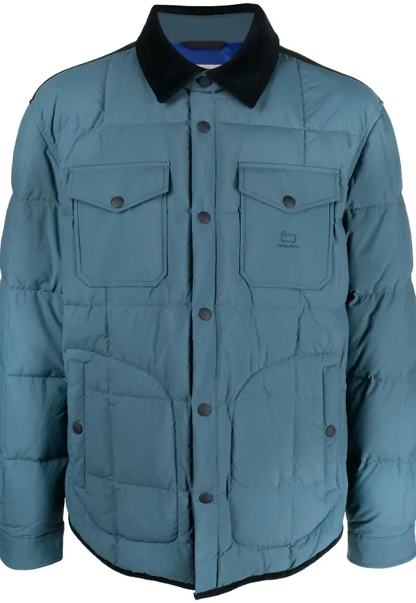 Woolrich quiltad jacka med tryckknapp - Blå