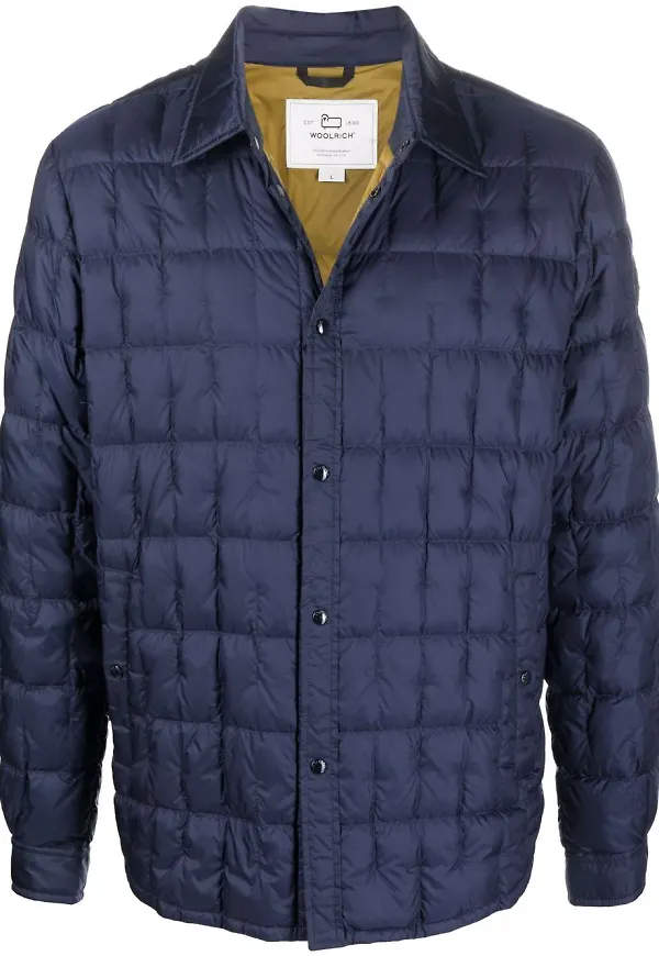 Woolrich quiltad rock med knäppning - Blå