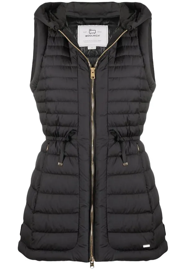 Woolrich quiltad väst med huva - Svart