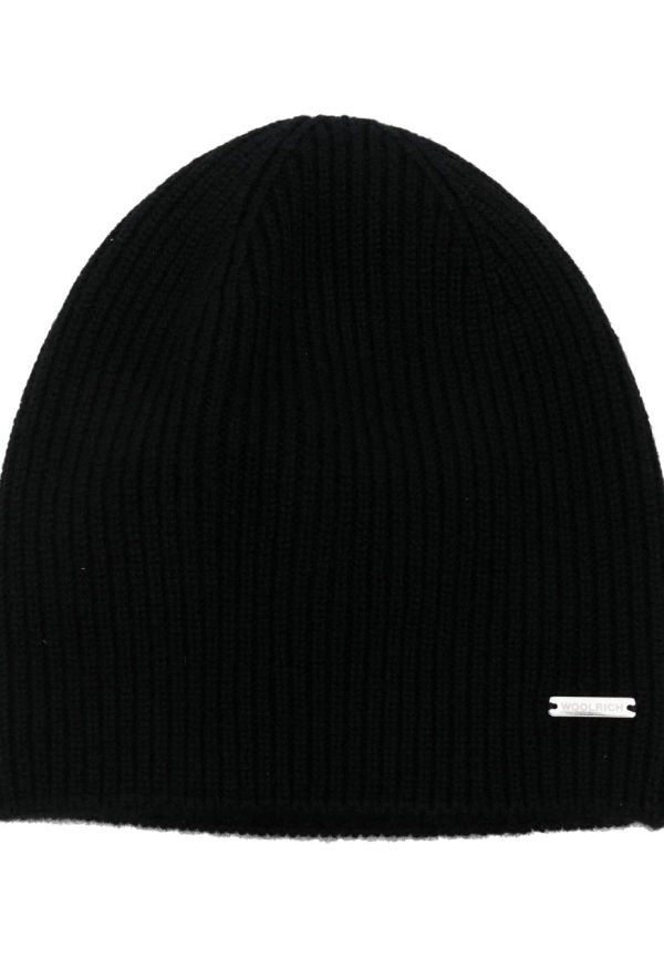 Woolrich ribbad mössa i kashmir - Svart