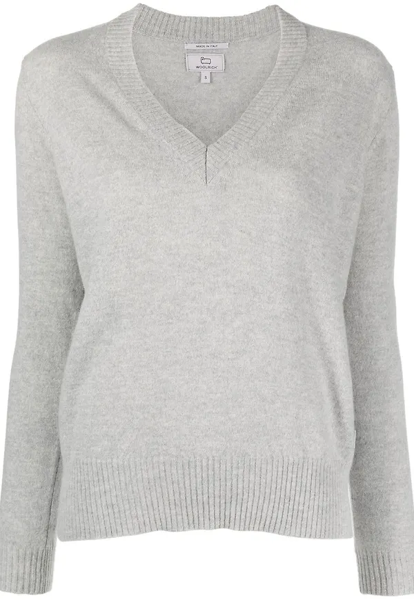 Woolrich ribbad v-ringad tröja - Grå