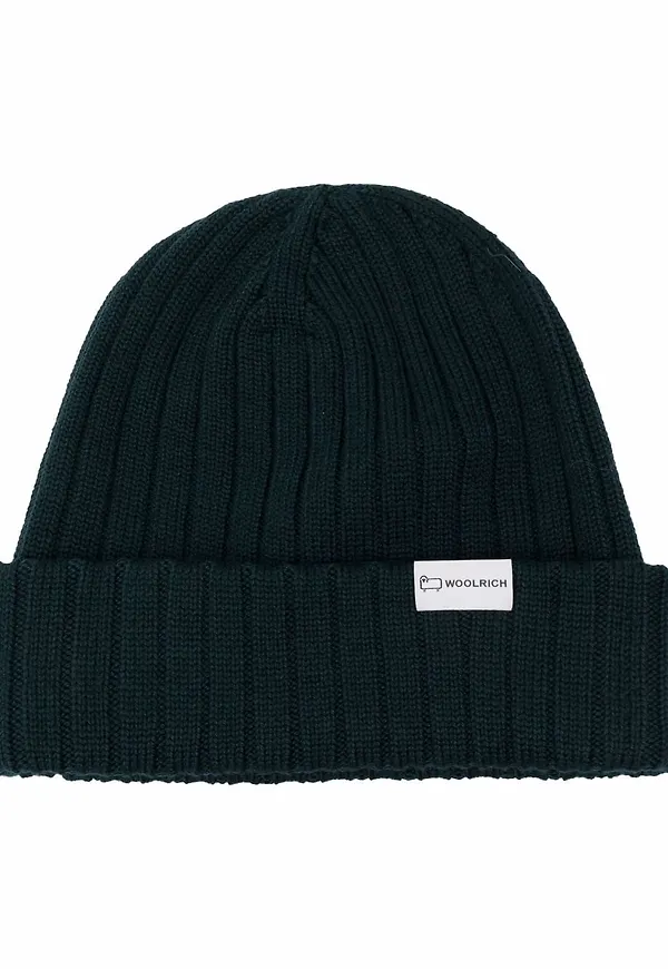 Woolrich ribbstickad mössa - Grön