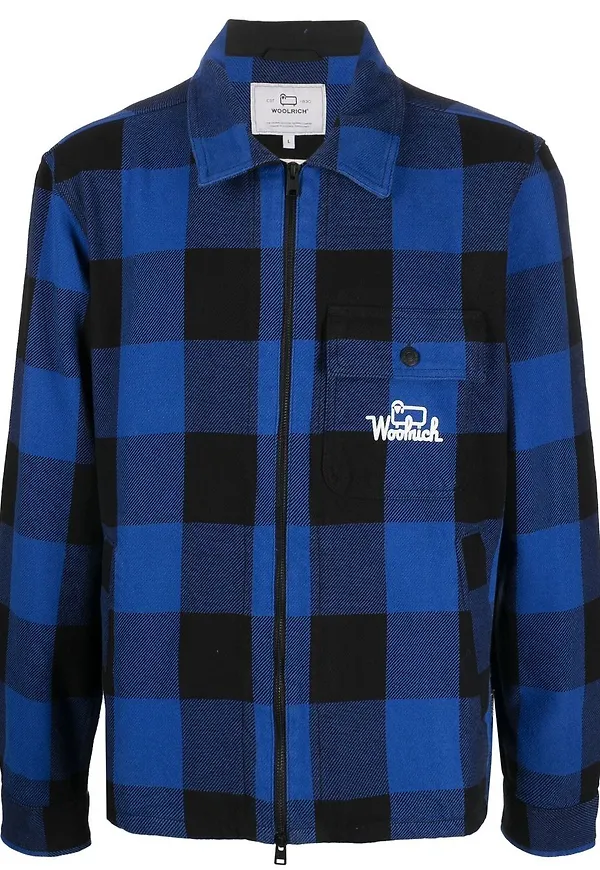 Woolrich rutig jacka med dragkedja - Blå
