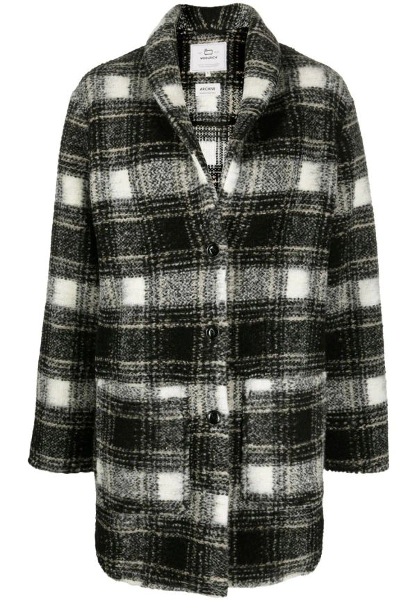 Woolrich rutig kappa med knäppning - Svart
