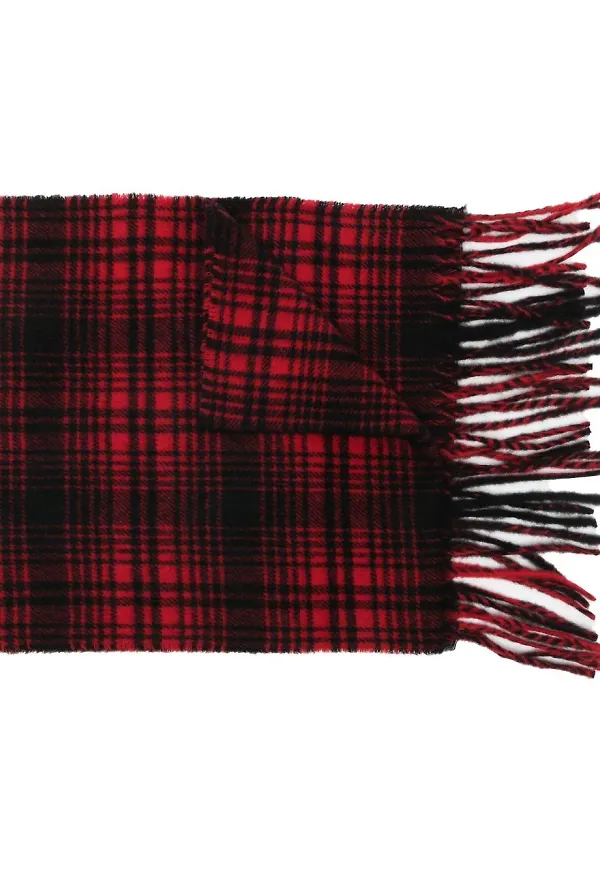 Woolrich rutig kashmirsjal - Röd