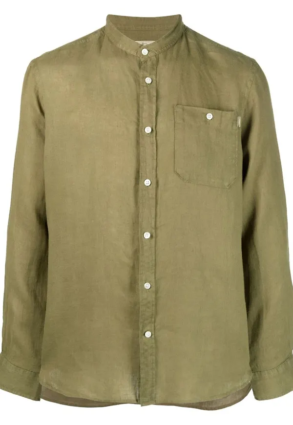 Woolrich skjorta med kinakrage - Grön