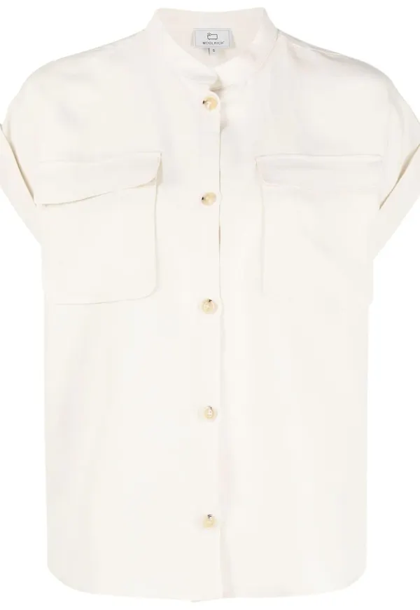 Woolrich skjorta med rullärm - Neutral
