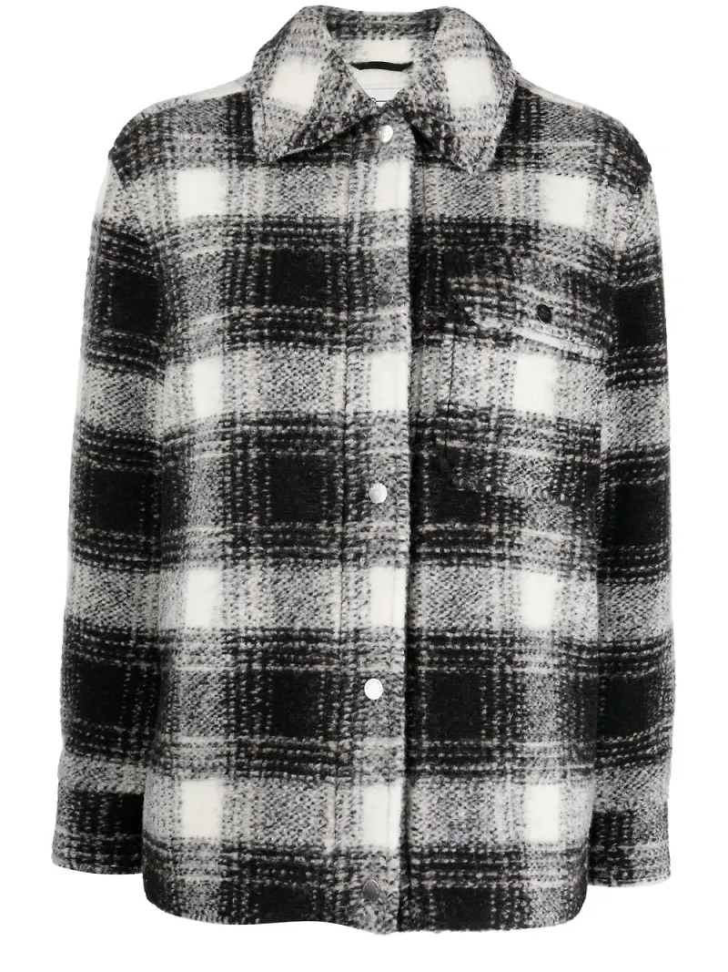 Woolrich skotskrutig oversize-jacka - Svart