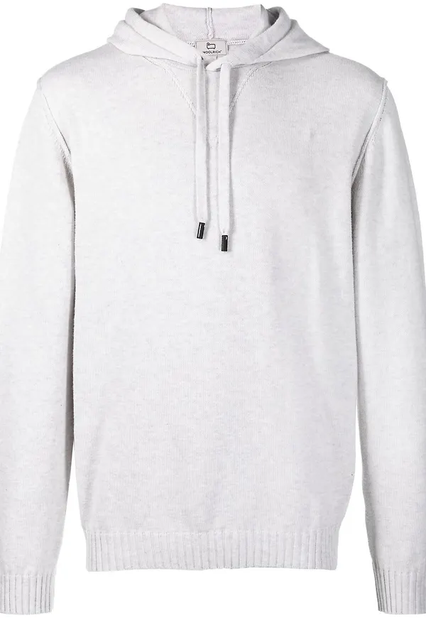 Woolrich stickad hoodie med dragsko - Grå