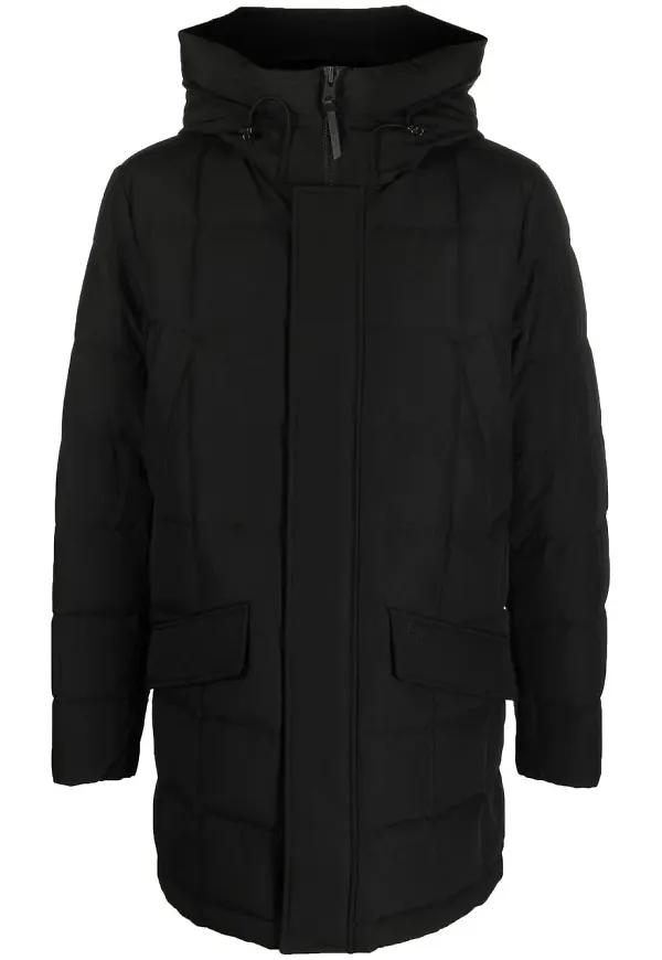 Woolrich vadderad dunrock med huva - Svart