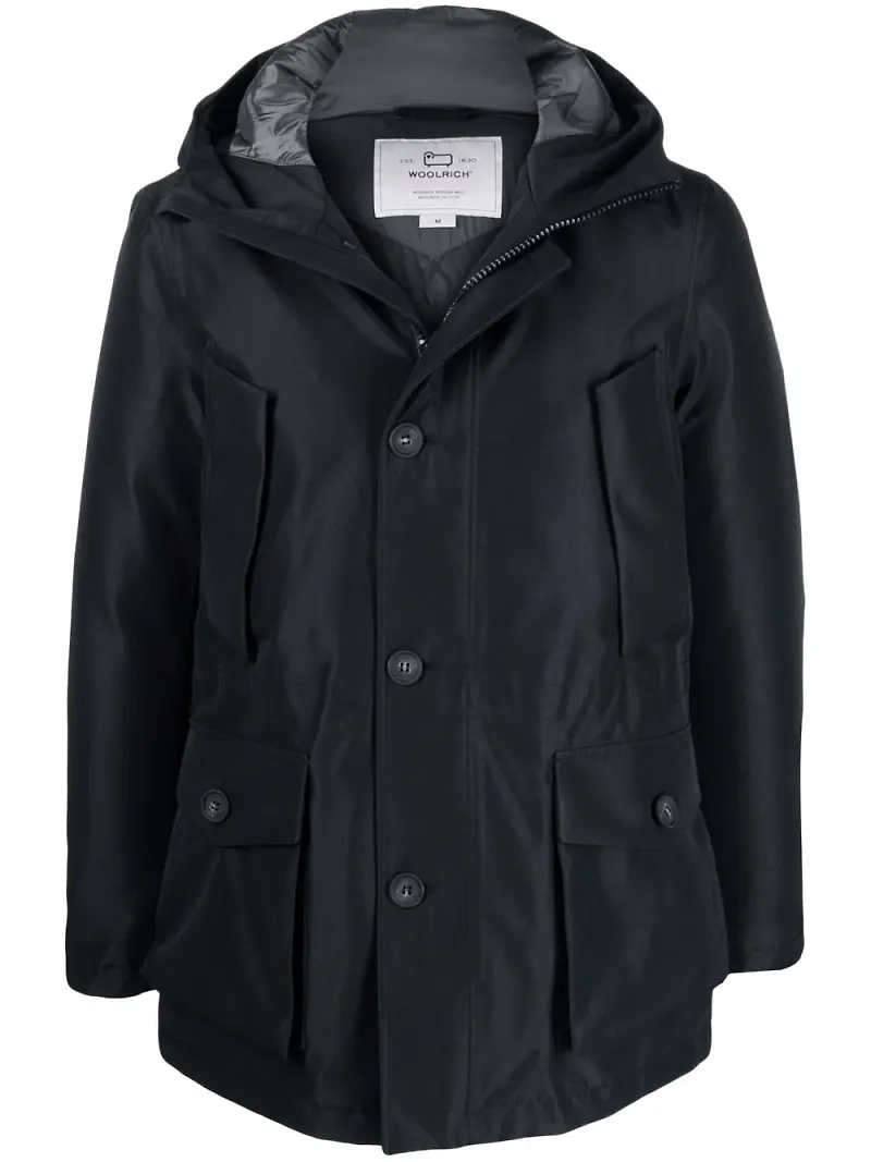 Woolrich vadderad jacka med huva - Svart