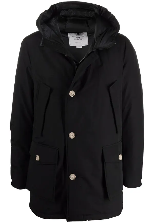 Woolrich vadderad rock med huva - Svart