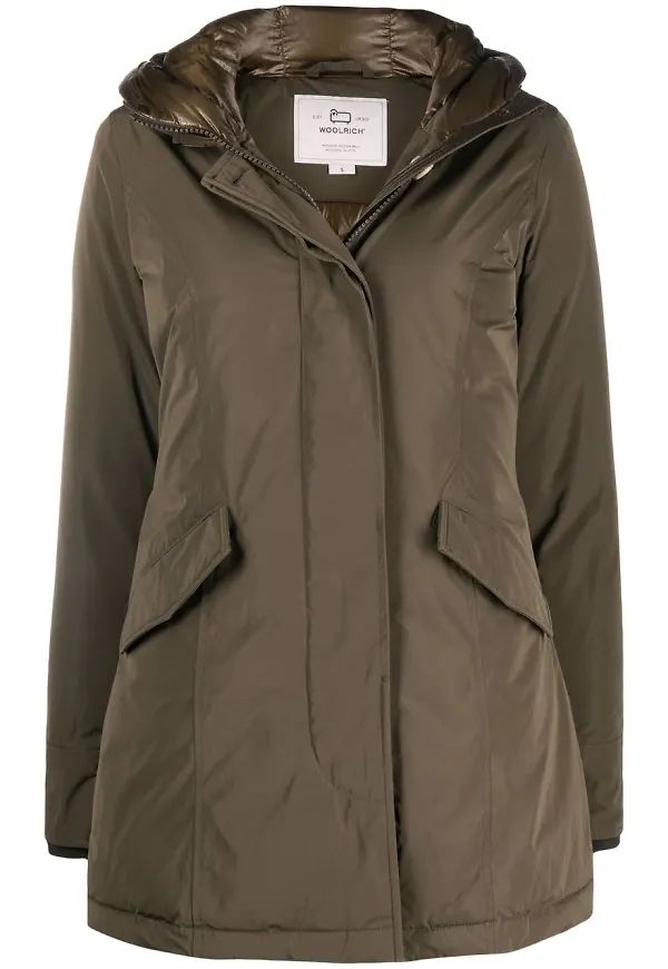 Woolrich vadderad ytterjacka med huva - Grön