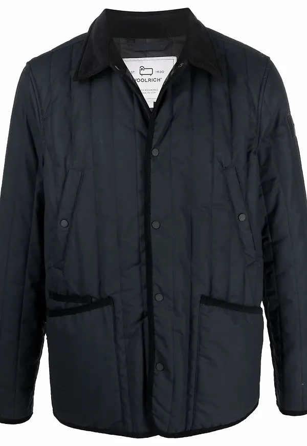 Woolrich x British Millerain Barrier quiltad skjortjacka - 3989 MELTON BLUE