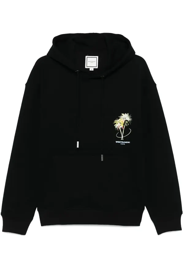 Wooyoungmi hoodie med palm - Svart