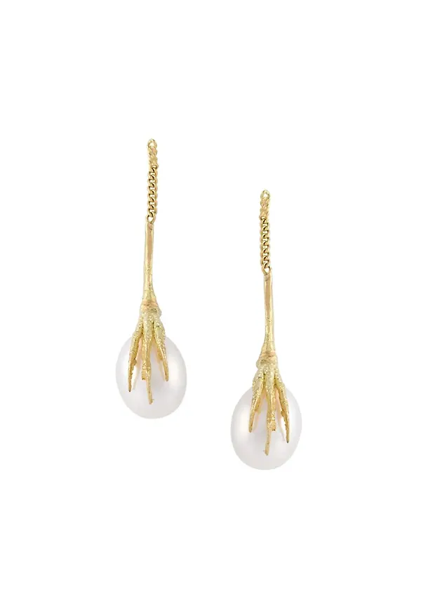 Wouters & Hendrix Gold 18kt gold Crow's Claw pearl earrings - Gul