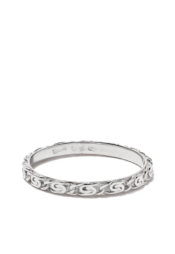 Wouters & Hendrix Gold Snail Diamond Chain ring i 18K vitguld - WHITE GOLD