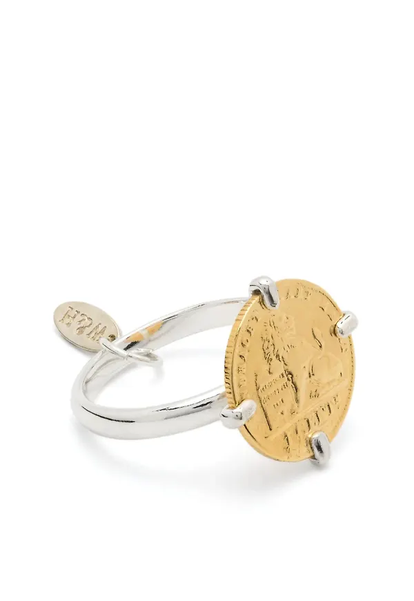 Wouters & Hendrix coin-appliqué ring - Silverfärgad