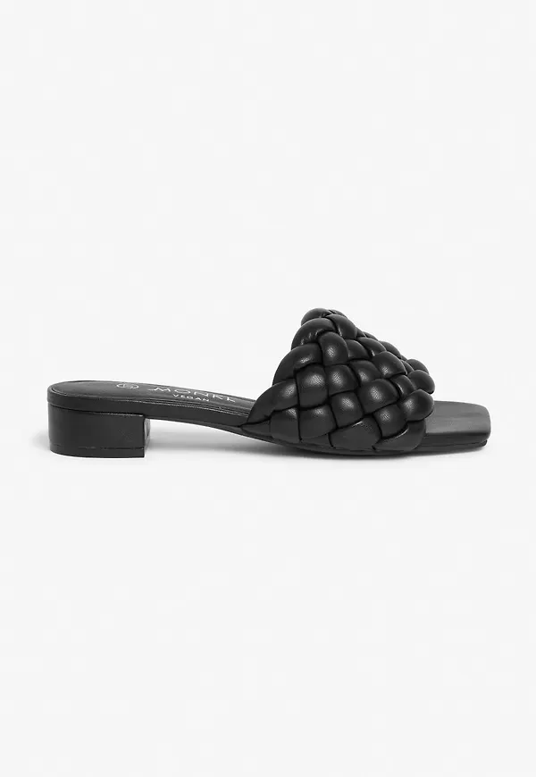 Woven faux leather mules - Black
