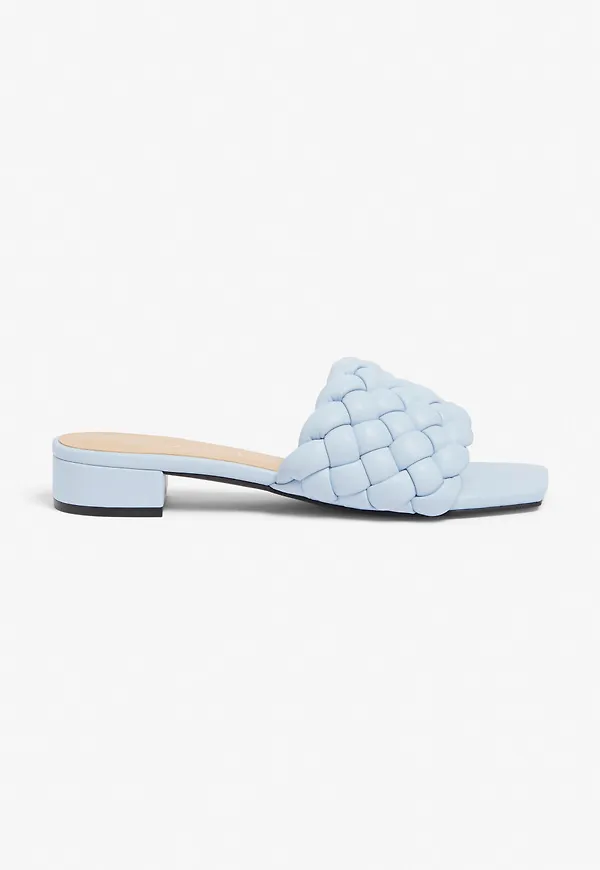 Woven faux leather mules - Blue