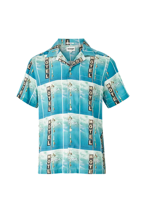 Wrangler - Skjorta SS Allover Shirt - Blå - S