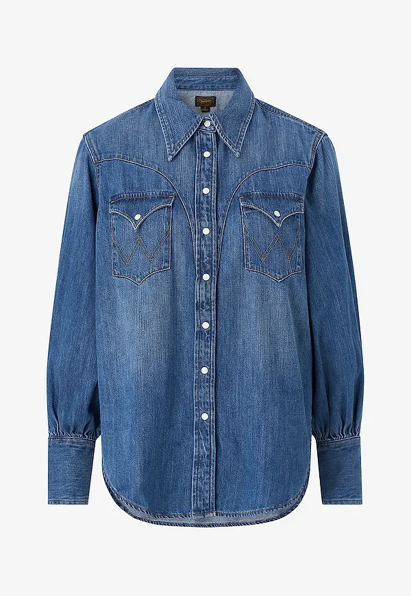 Wrangler - Jeansskjorta Exaggerated Western - Blå
