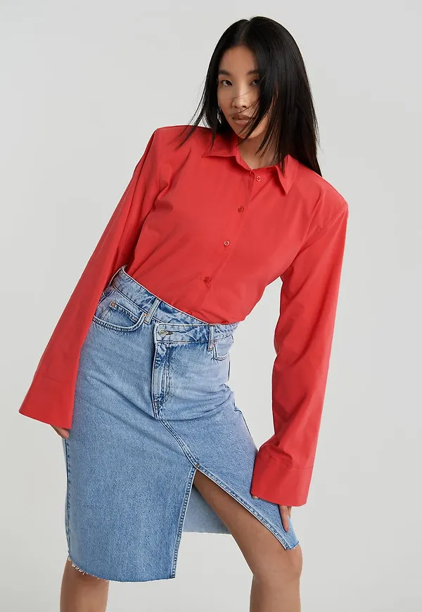 Wrap denim skirt