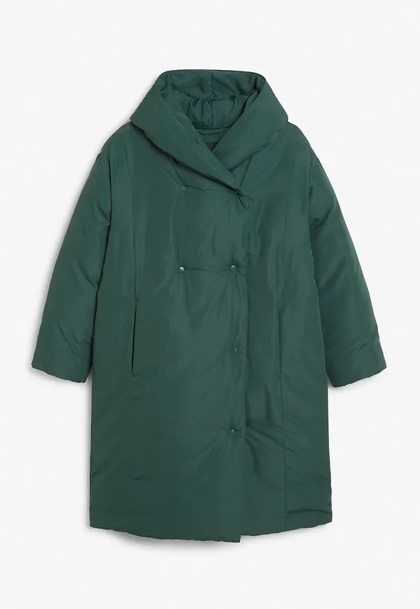 Wrap front puffer coat - Turquoise