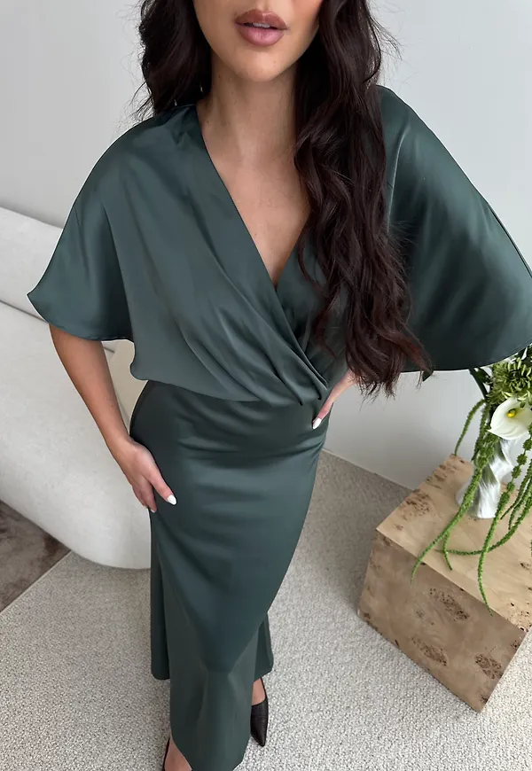 Wrap Satin Ankle Dress