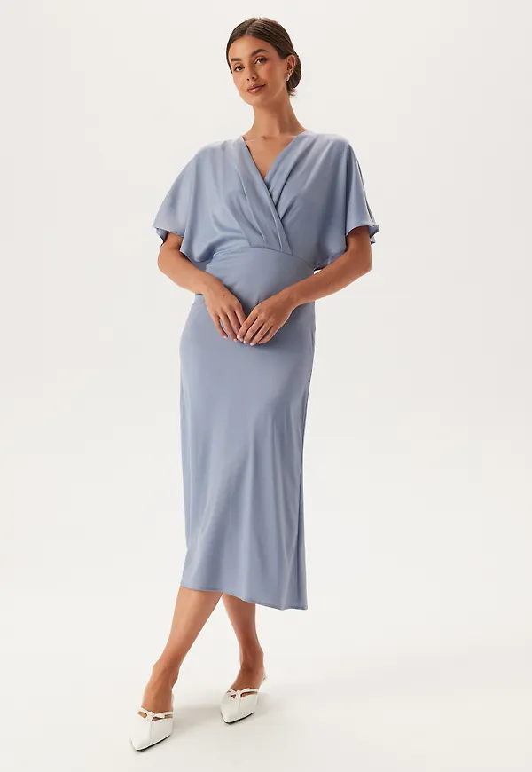 Wrap Satin Midi Dress