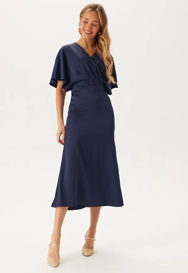 Wrap Satin Midi Dress