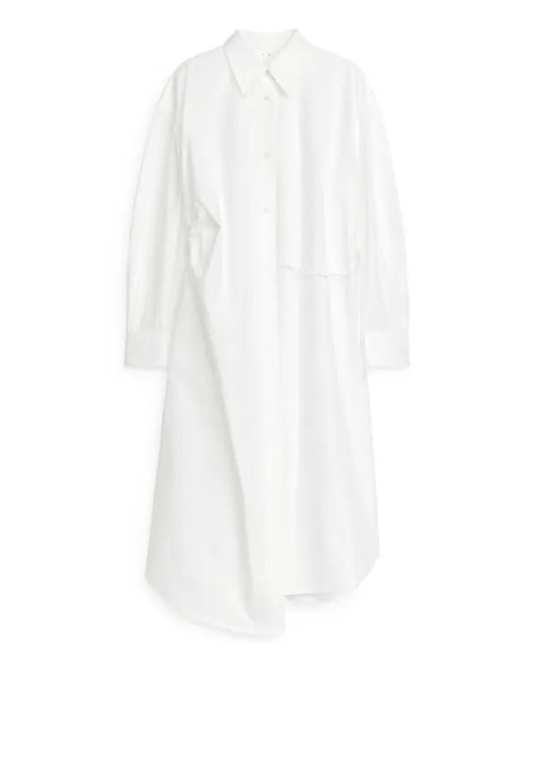 Wrap Shirt Dress - White