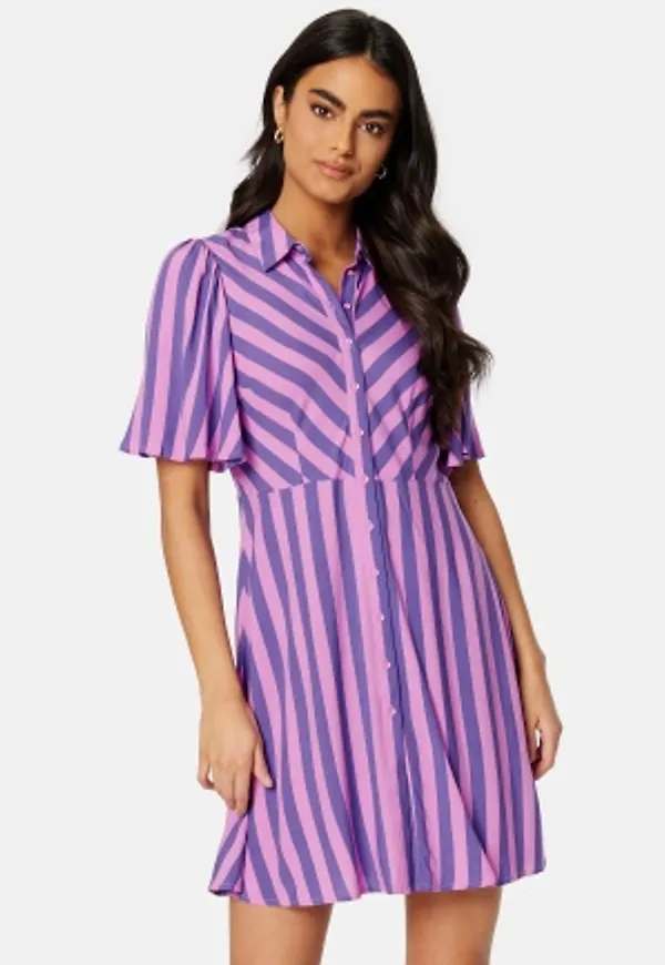 Y.A.S Savanna 2/4 Shirt Dress Orchid Stripes:ASTER M