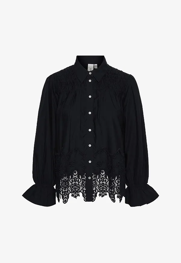 YAS - Blus yasObea LS Shirt - Svart