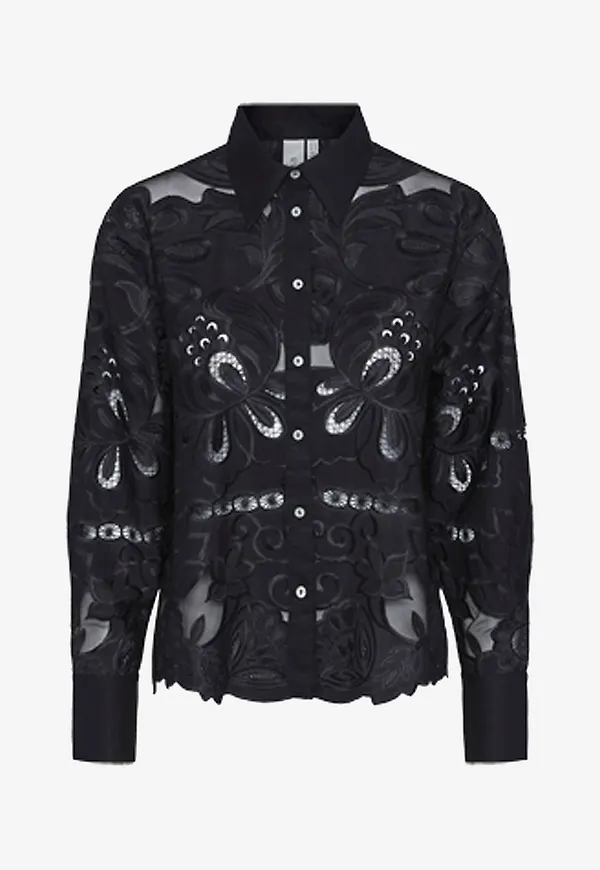 YAS - Blus yasPi LS Shirt - Svart