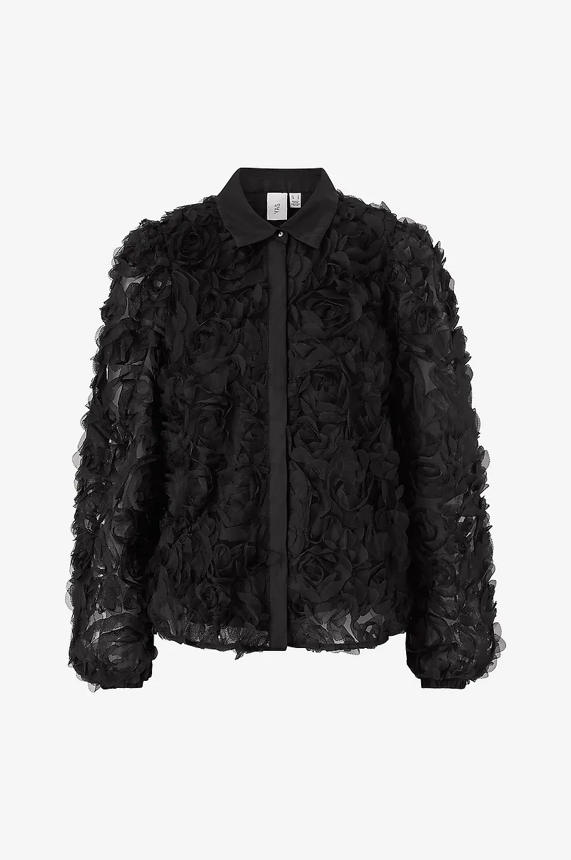 YAS - Blus yasRoso LS Shirt - Svart