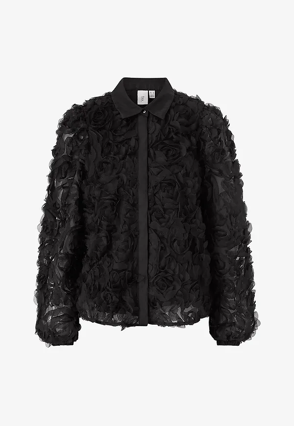 YAS - Blus yasRoso LS Shirt - Svart