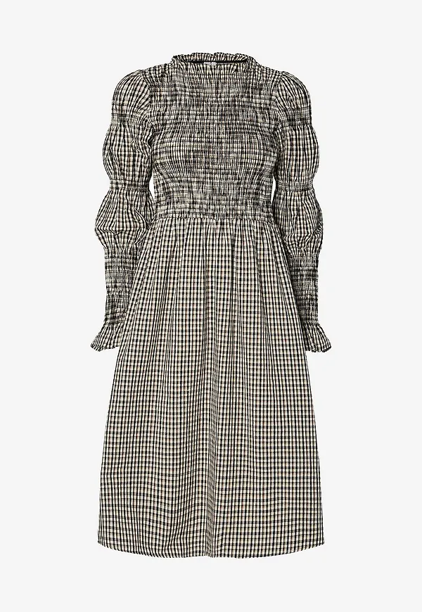 YAS - Klänning yasChemma LS Smock Midi Dress - Beige