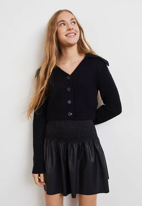 Y knitted collar cardigan